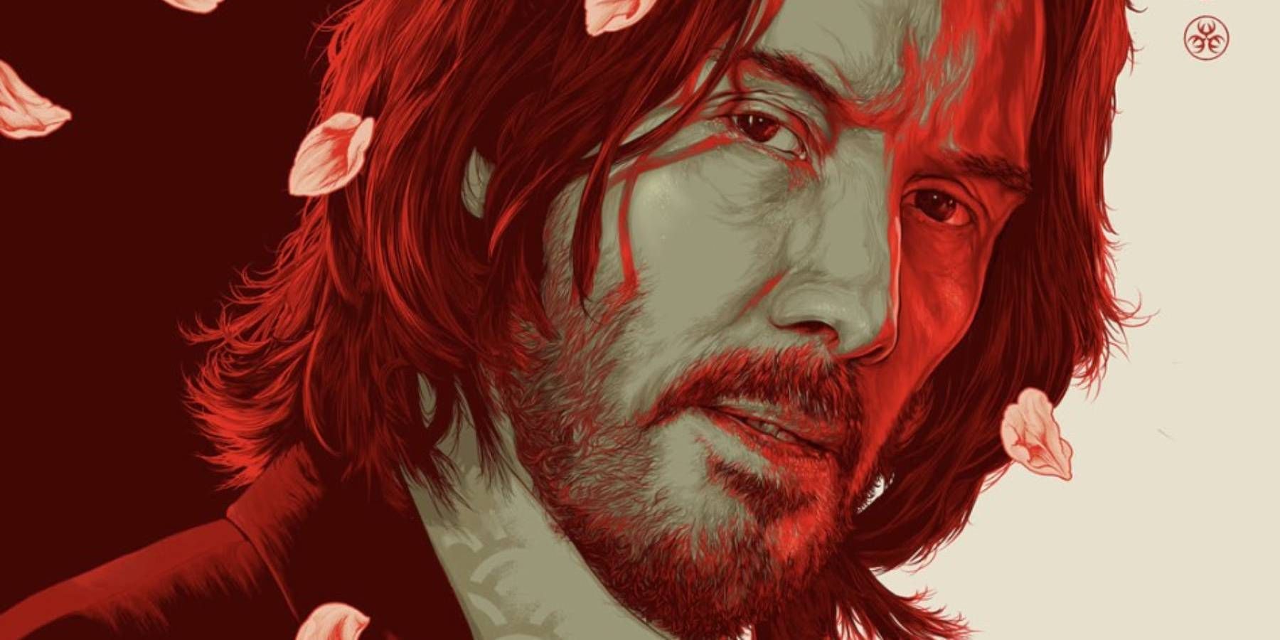 John Wick: Chapter 4 Keanu Reeves Japanese cherry blossom illustration art style poster