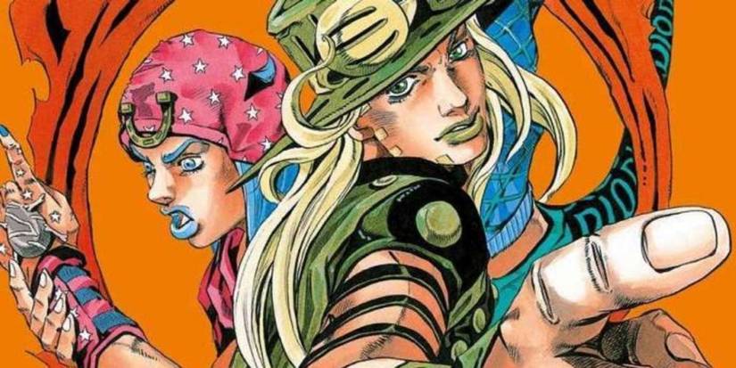 Jojo steel ball run cover art of johnny and gyro