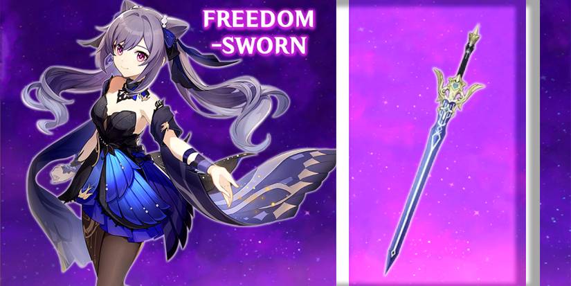 keqing holding freedom-sworn in genshin impact