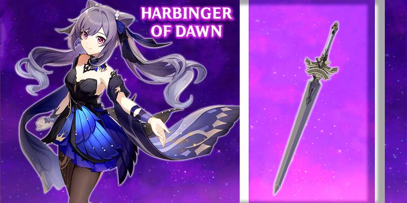 keqing holding harbinger of dawn in genshin impact