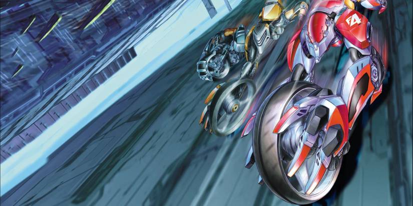 The cover art of Kinetica featuring two racers