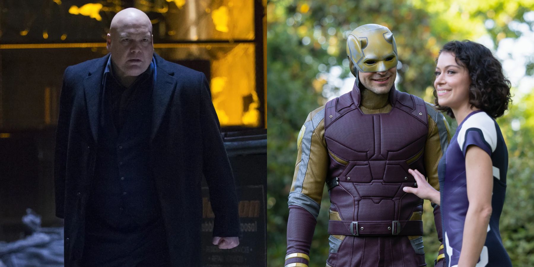 Daredevil Born Again Vincent D'Onofrio as Kingpin with Jennifer Walters split image 