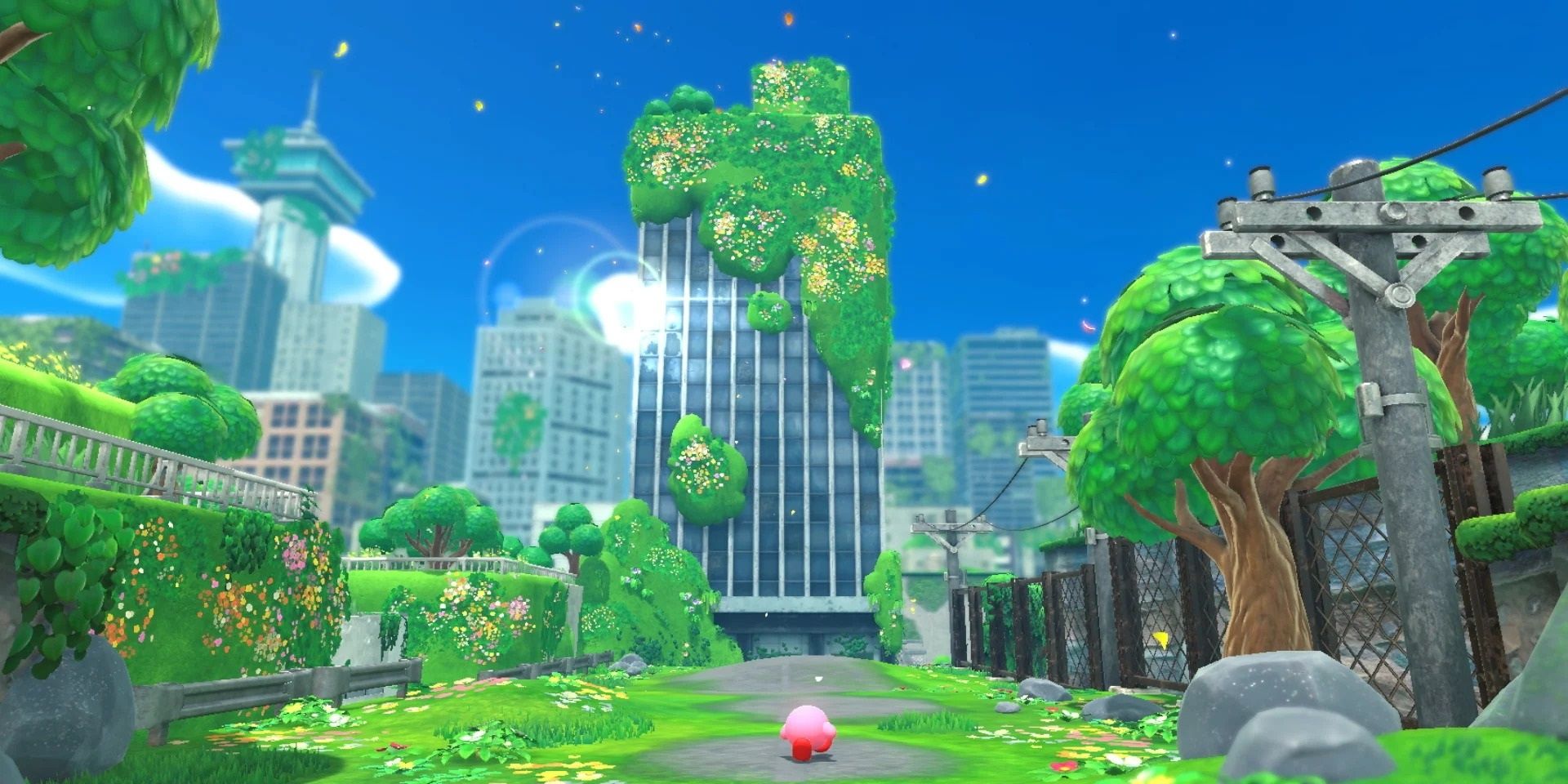 Kirby entering the New World for the first time in Kirby and the Forgotten Land