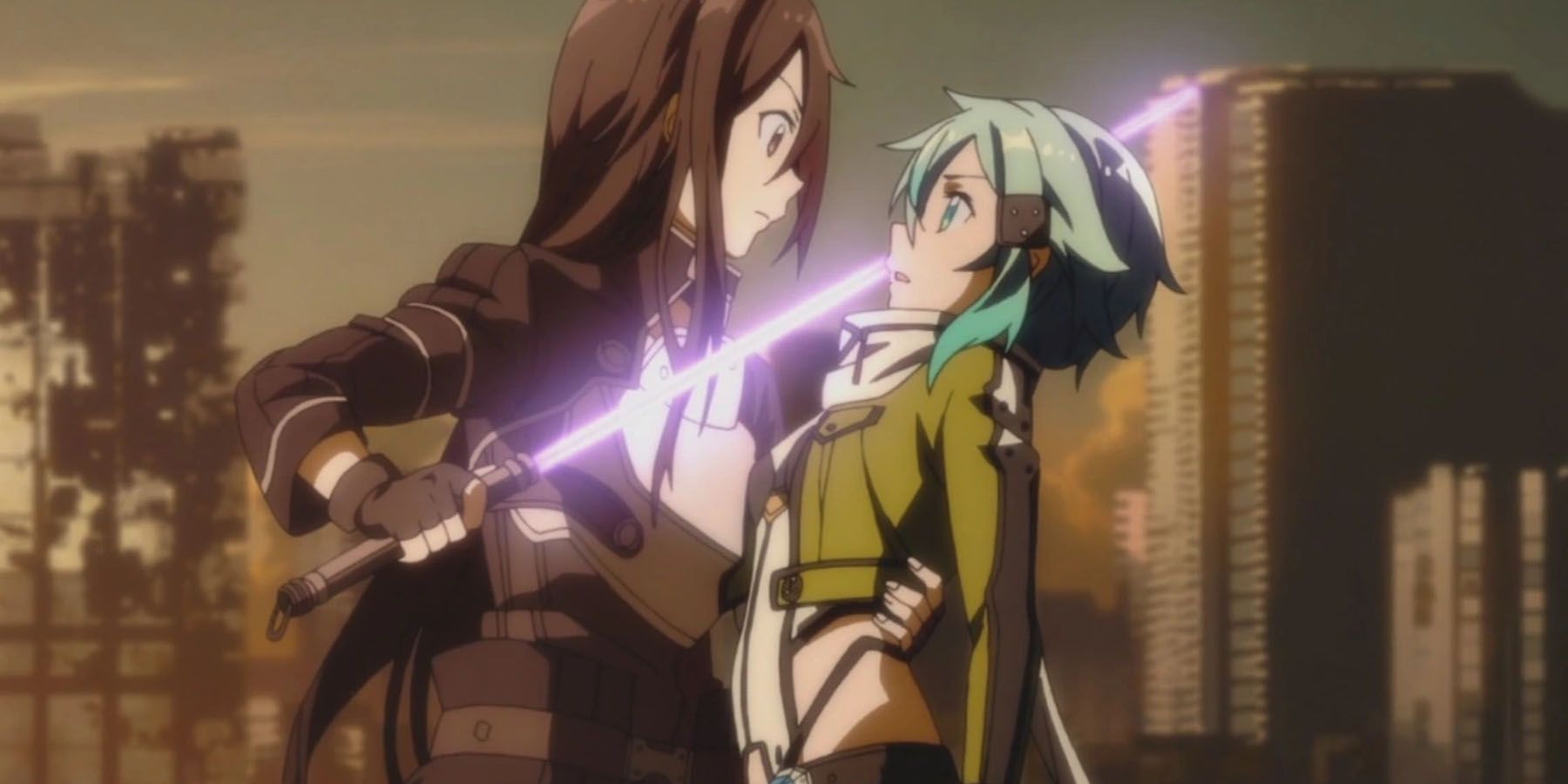 Kirito and Sinon about to fight