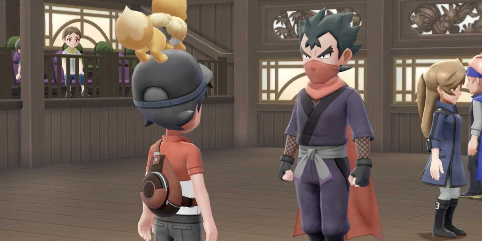 A player facing Koga in Pokemon Let's Go Eevee