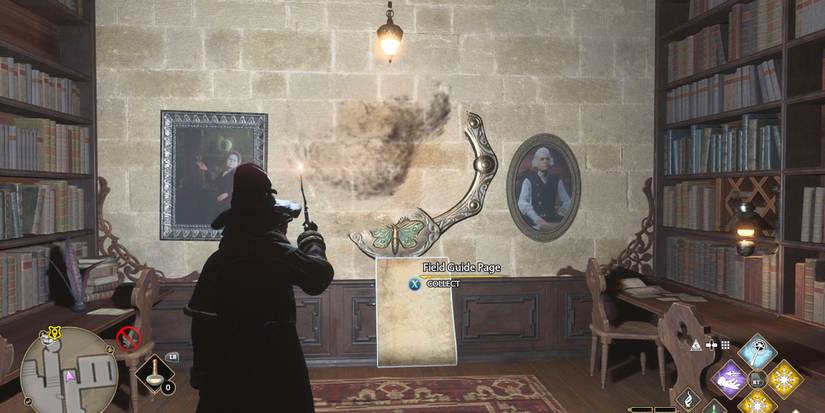 library moth frame field guide page location Hogwarts Legacy