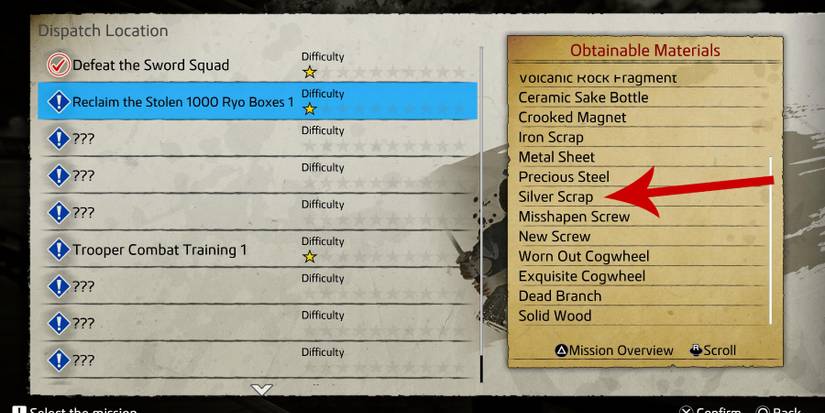 Like a Dragon Ishin Barracks, silver scrap in obtainable materials