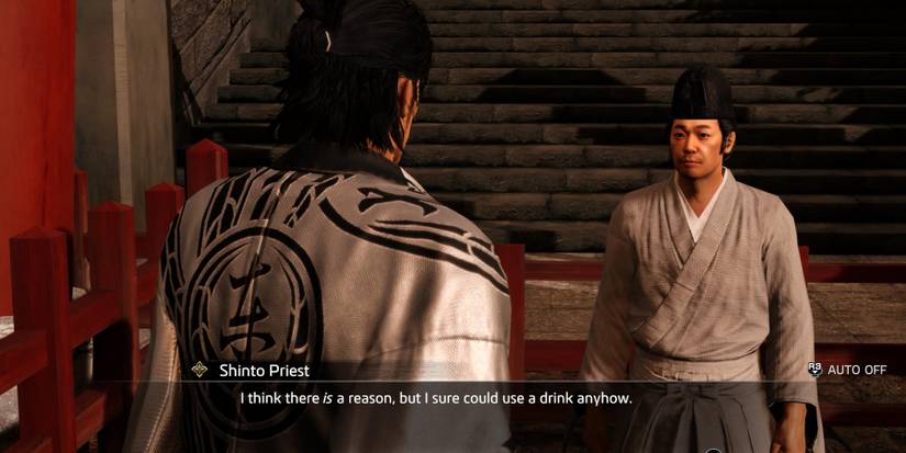 Like a Dragon Ishin Finders Weepers substory Ryoma offers the priest a drink