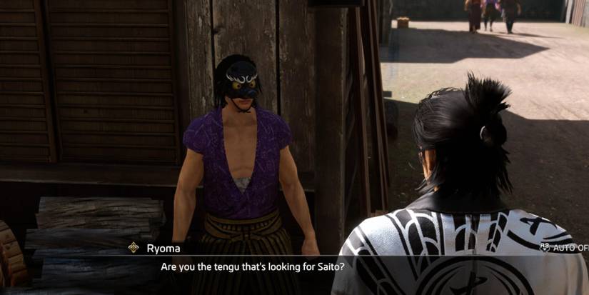 Like a Dragon Ishin Man in Jozo Tengu waiting for Ryoma