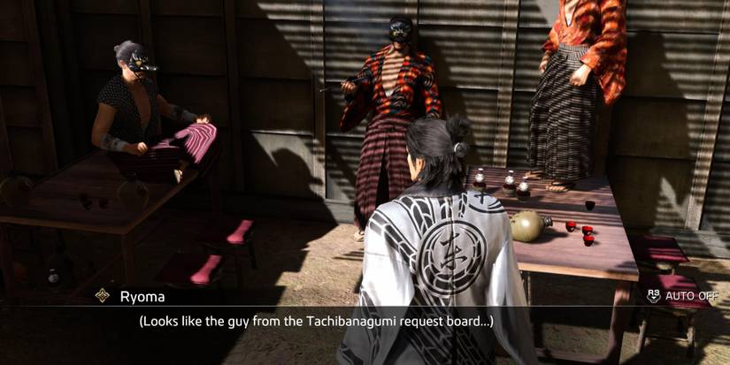 Like a Dragon Ishin Man in Tengu Mask at the bar