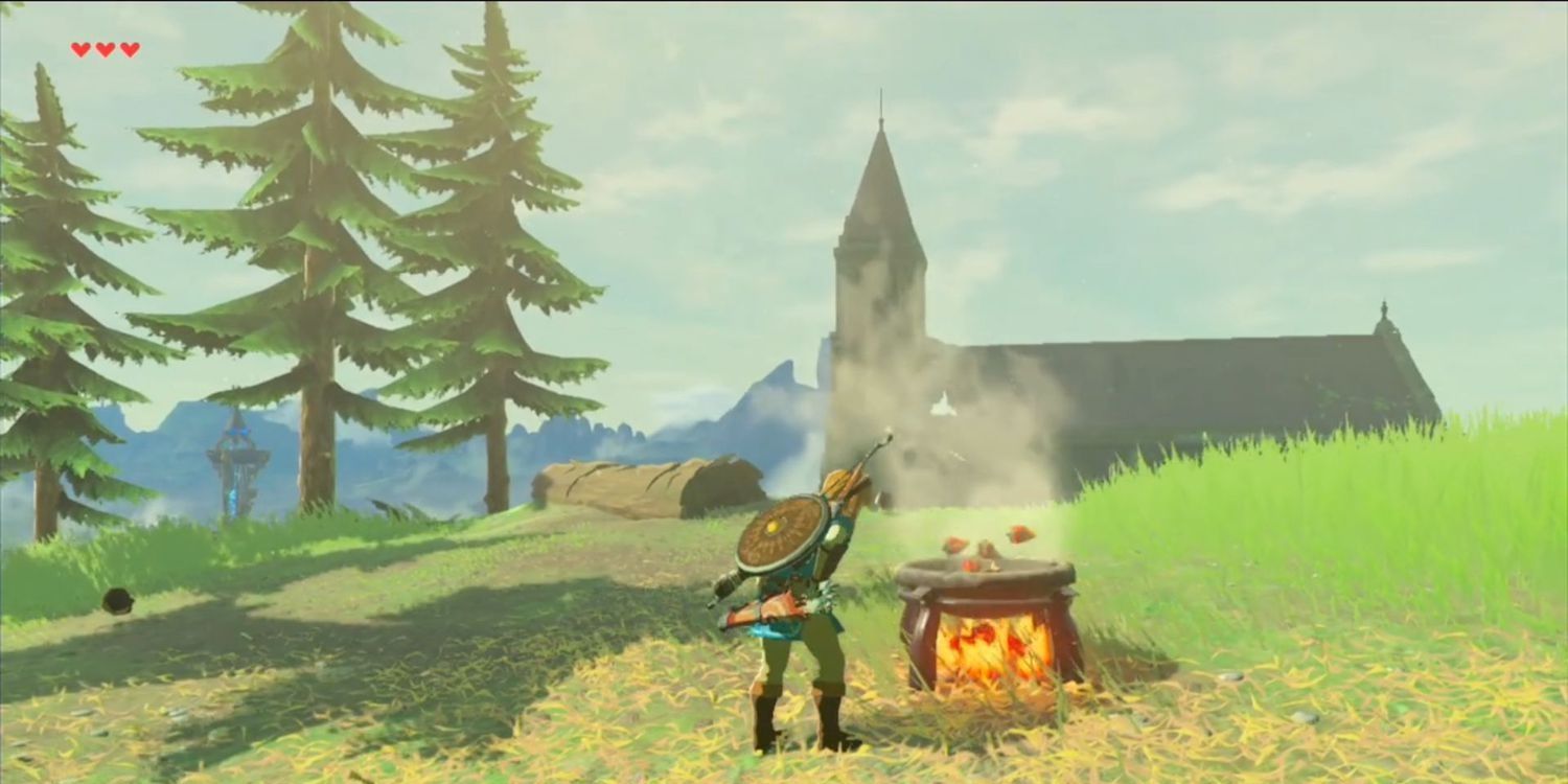 Cooking pot on fire in Breath of the Wild