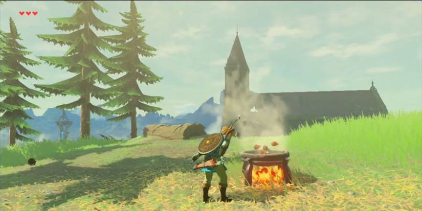 Cooking pot on fire in Breath of the Wild