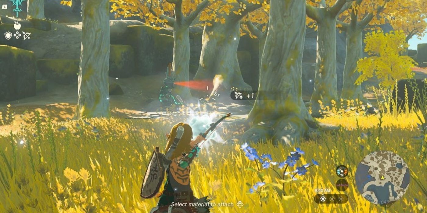 Link using fuse to attack an enemy with arrows
