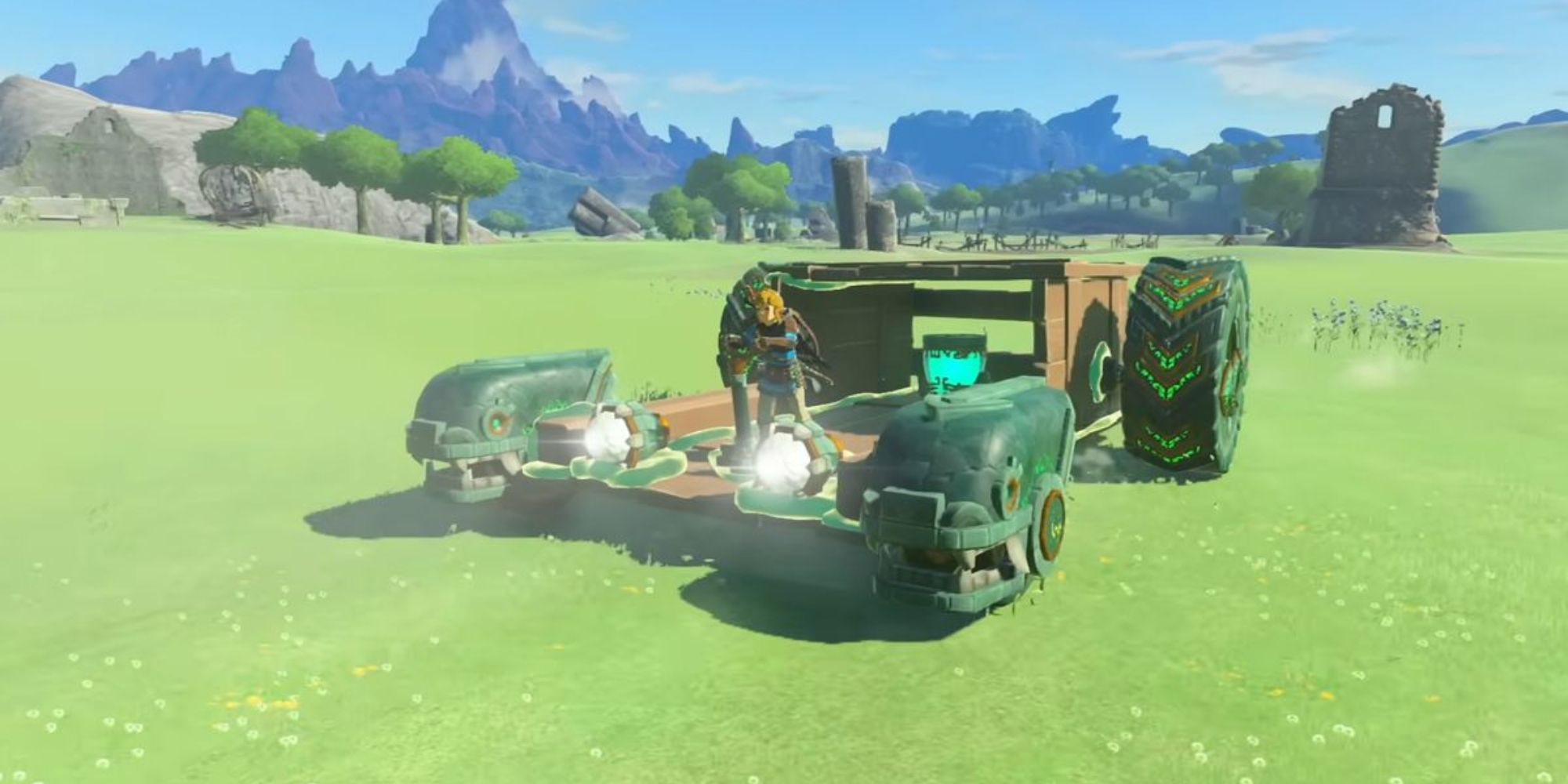 Link driving a car in Tears of the Kingdom
