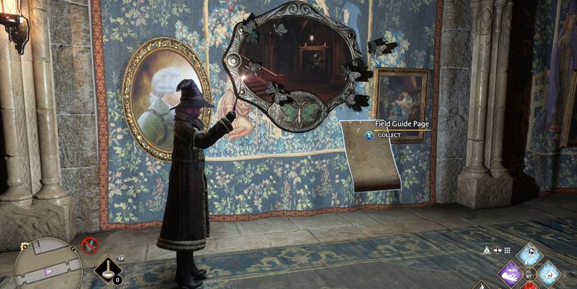 Long Gallery moth frame field guide page location Hogwarts Legacy