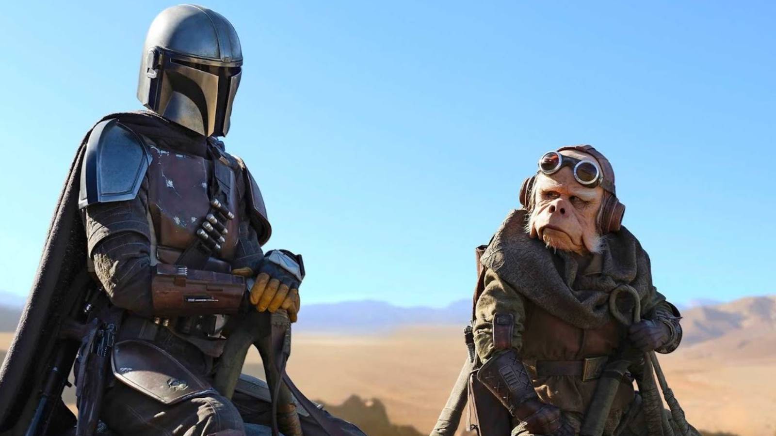 Din Djarin and Kuiil riding blurrgs in The Mandalorian season 1