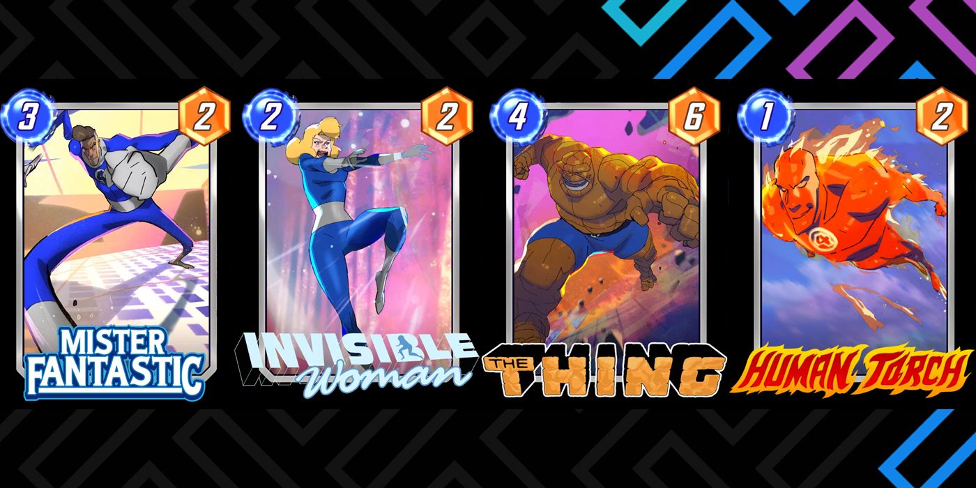 Seni kartu varian dari video musik Marvel Snap Hero Fantastic Four