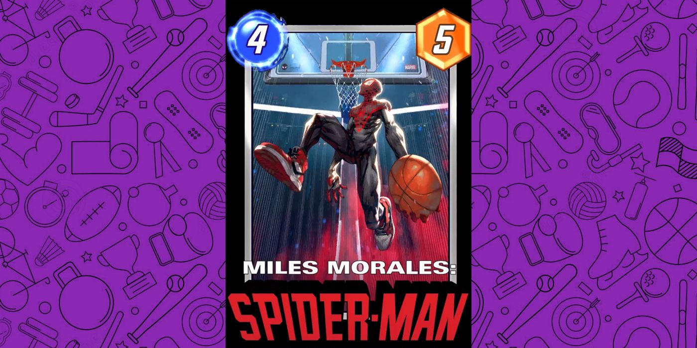 Marvel Snap Sports Variant Card Art Miles Morales Spiderman Dunking