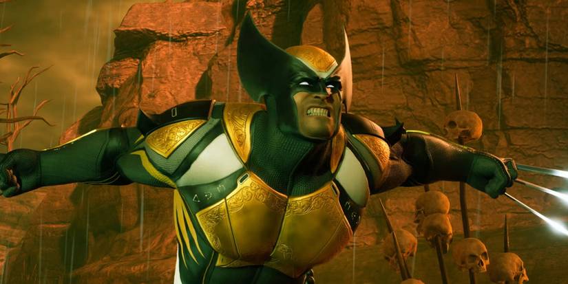 A screenshot of Wolverine brandishing his claws in Marvel's Midnight Suns.
