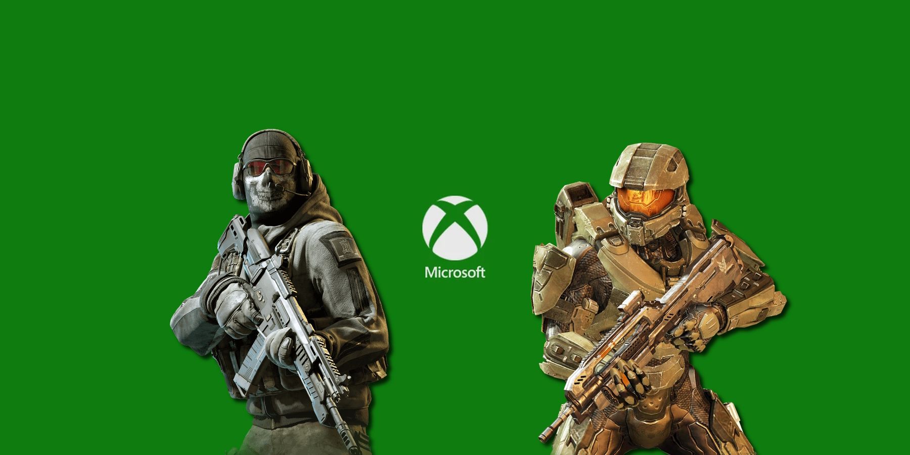 Halo's Master Chief and Call of Duty's Ghost over Xbox logo