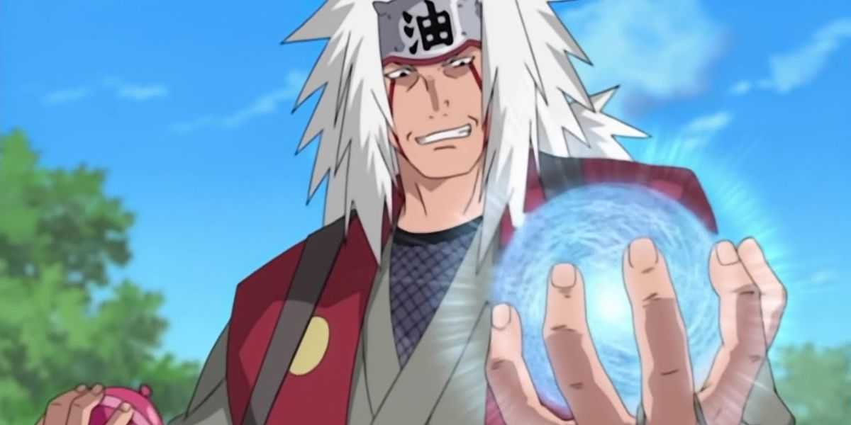Jiraiya demonstrates the Rasengan to Naruto