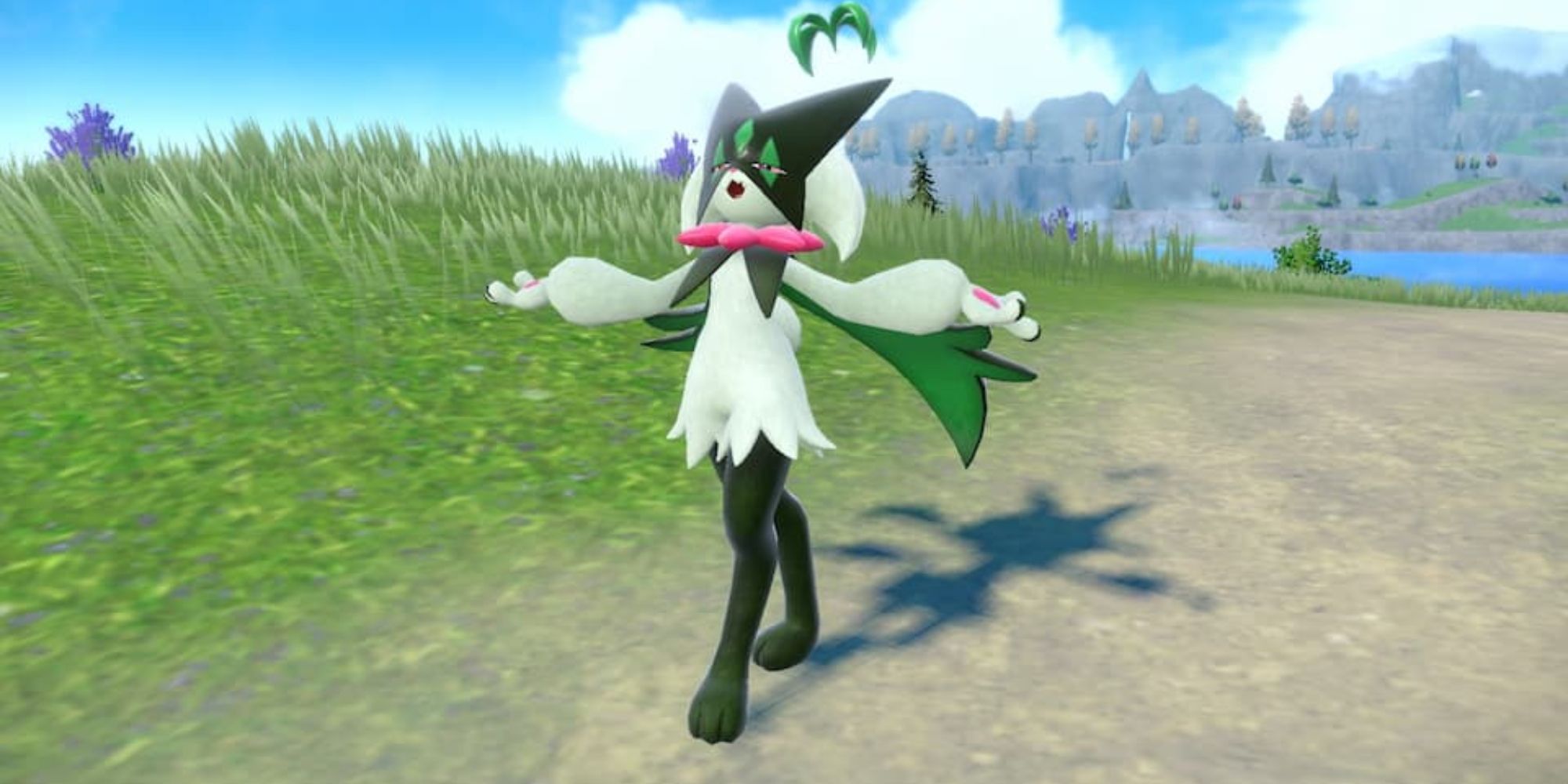 Meowscarada standing in a field Pokemon