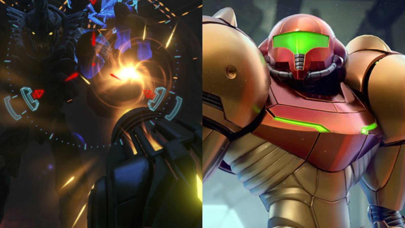 metroid prime split image samus and gameplay