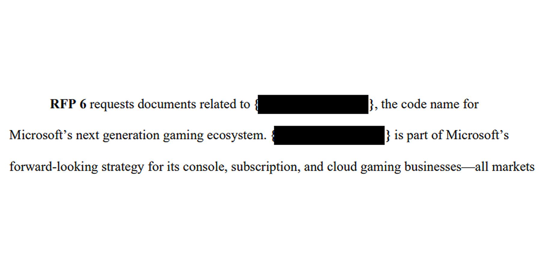Microsoft Next Generation Xbox gaming ecosystem FTC redacted codename
