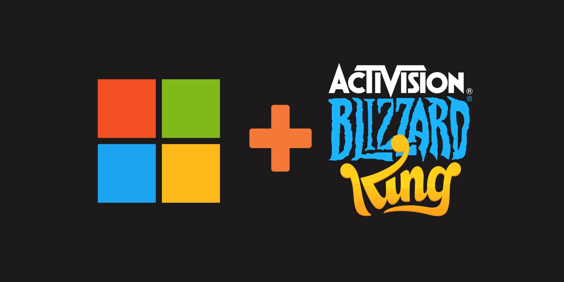 Microsoft plus Activision Blizzard King merger illustration