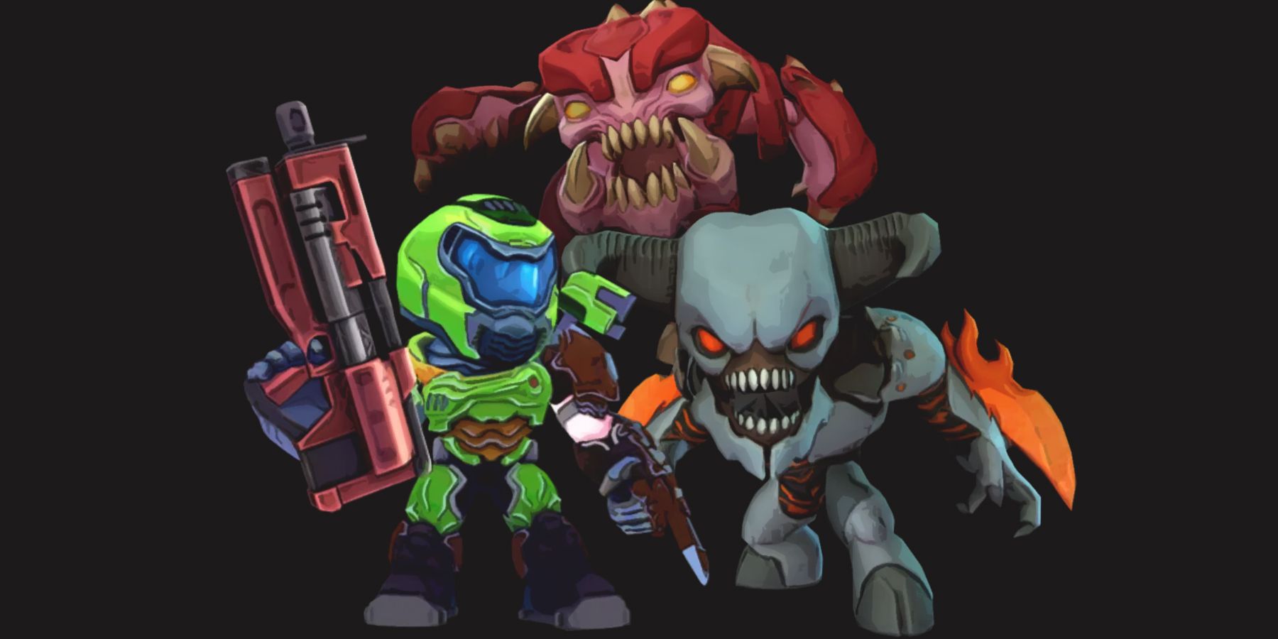 Mighty Doom characters on Eerie Black background