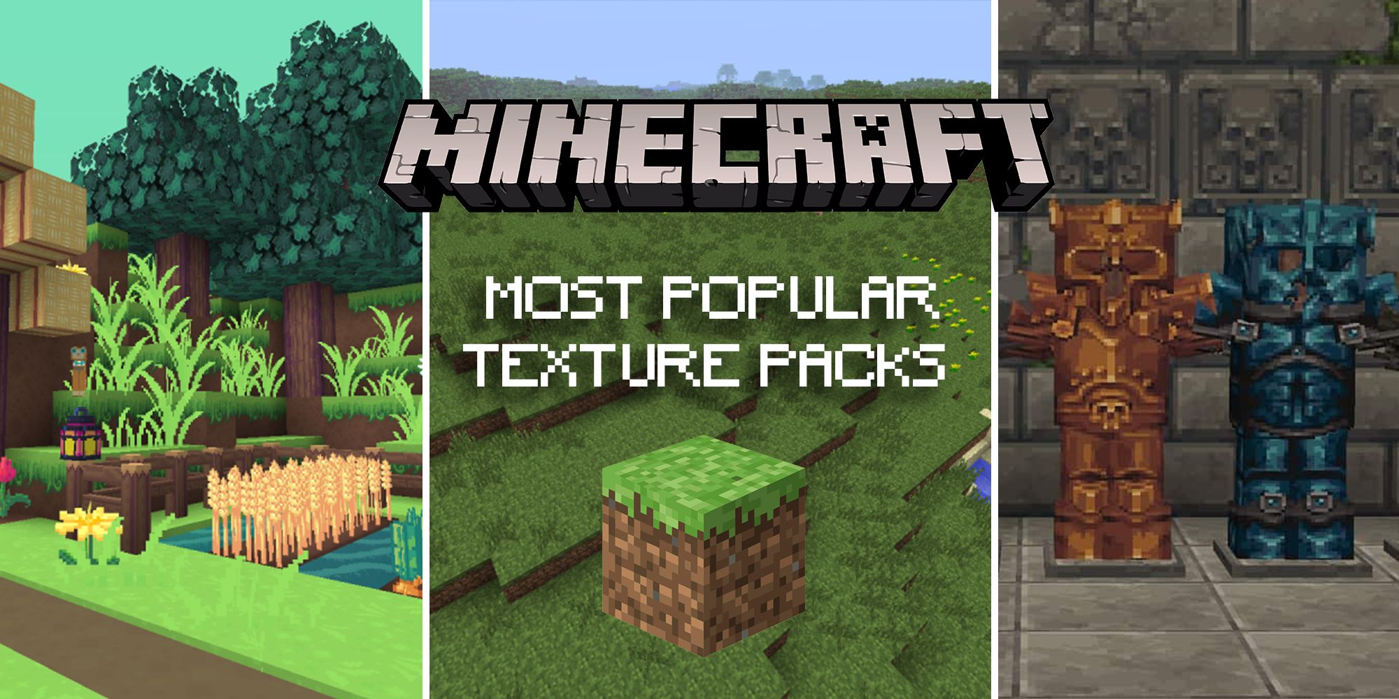 A split image of the best and most popular Minecraft Texture Packs