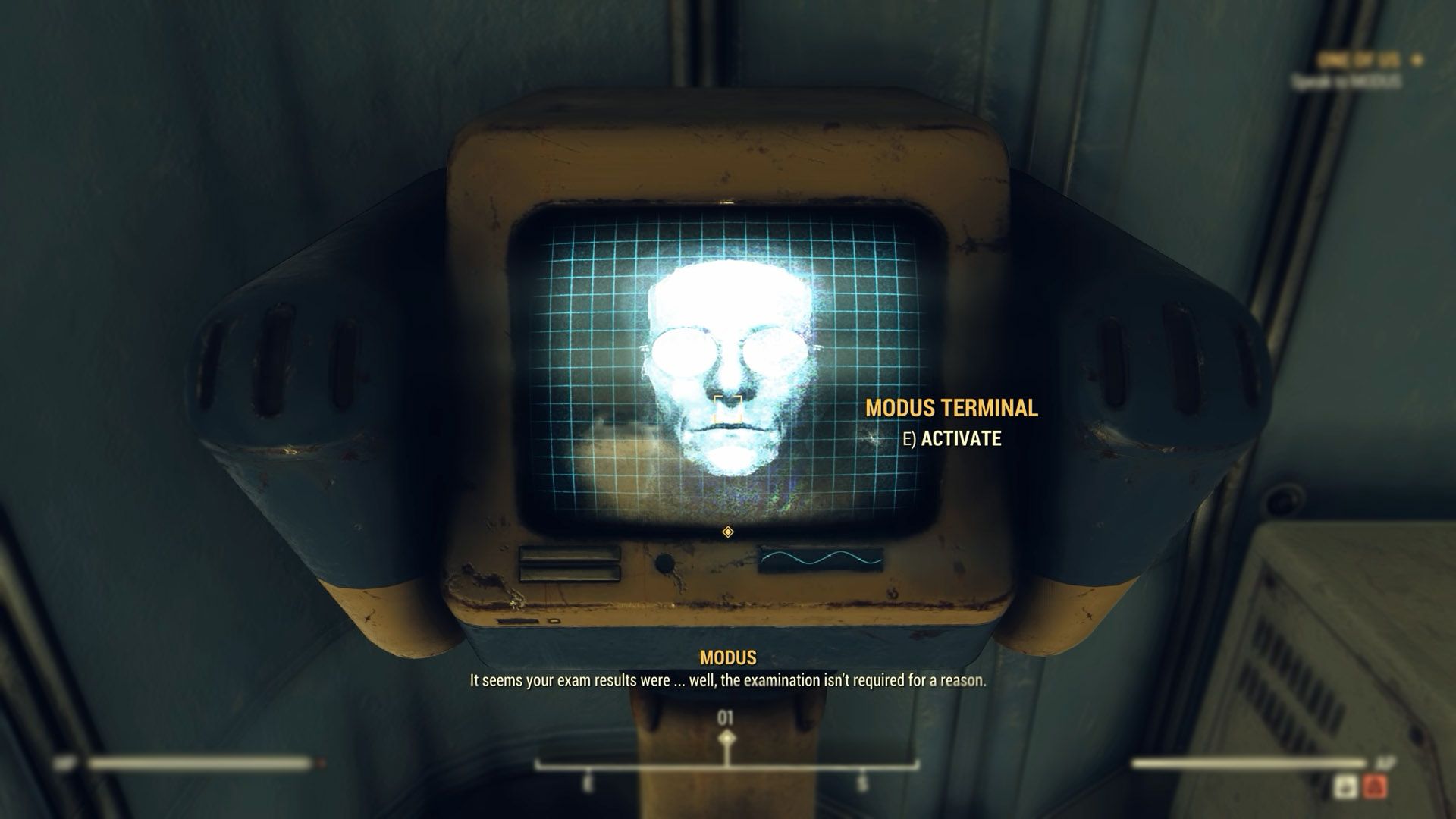 image showing mode and ai companion, in fallout 76. 