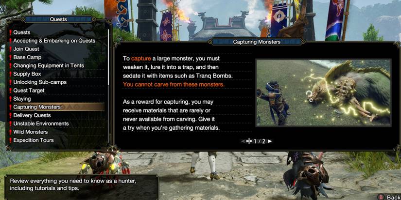 Monster Hunter Rise - Monster Capture Tutorial Information