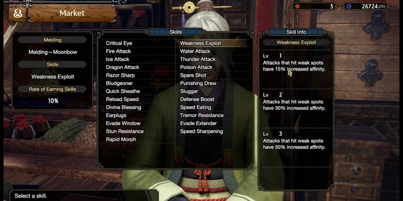 Monster Hunter Rise - Selecting A Skill With Moonbow Melding