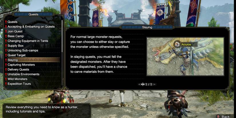 Monster Hunter Rise - Slaying Quest Tutorial Explanation