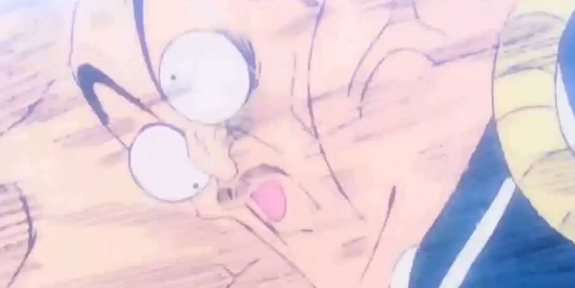 Nappa dying from Vegeta's explosion