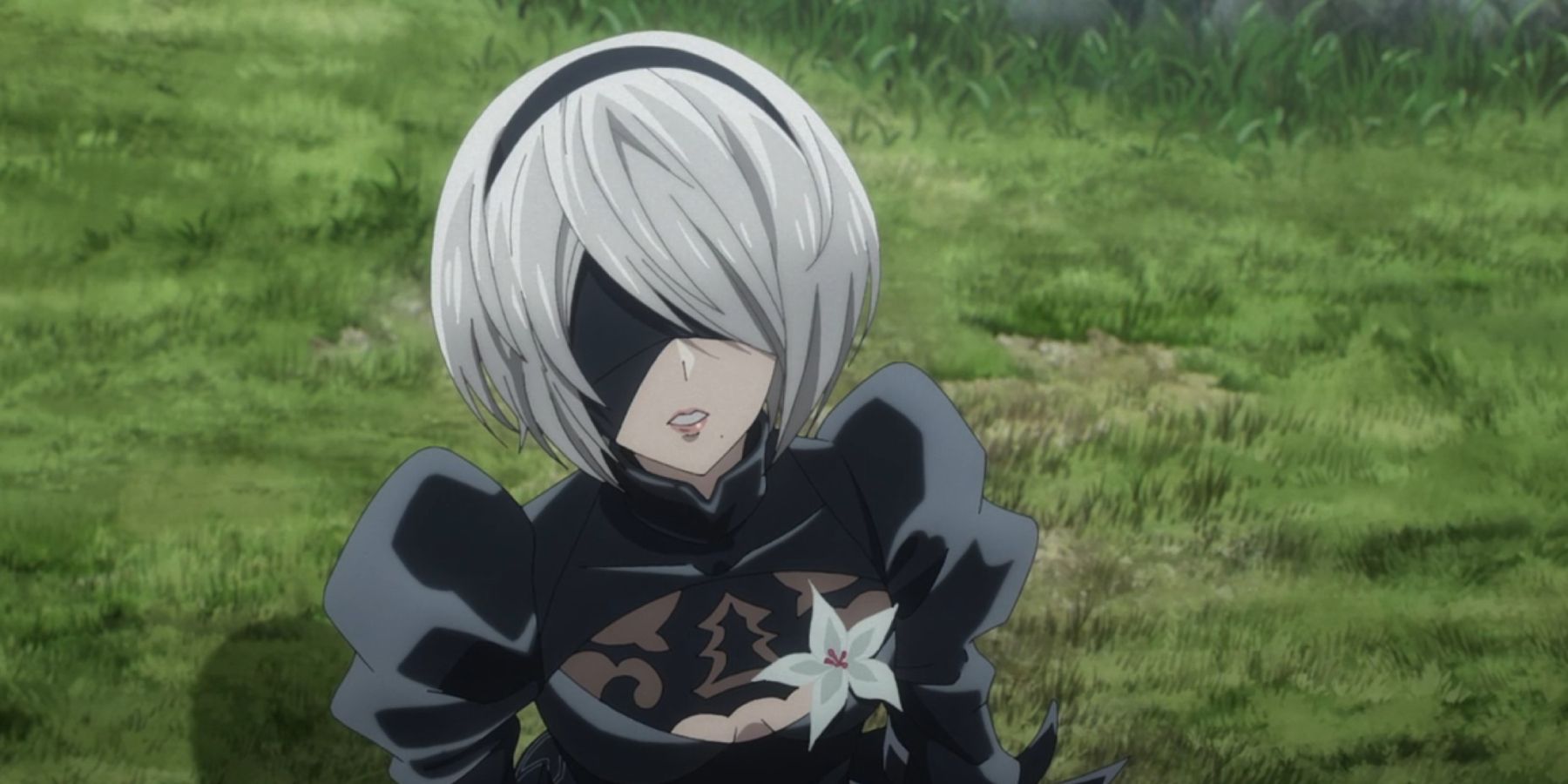 Nier: Automata Ver1.1a anime 2B with flower on chest