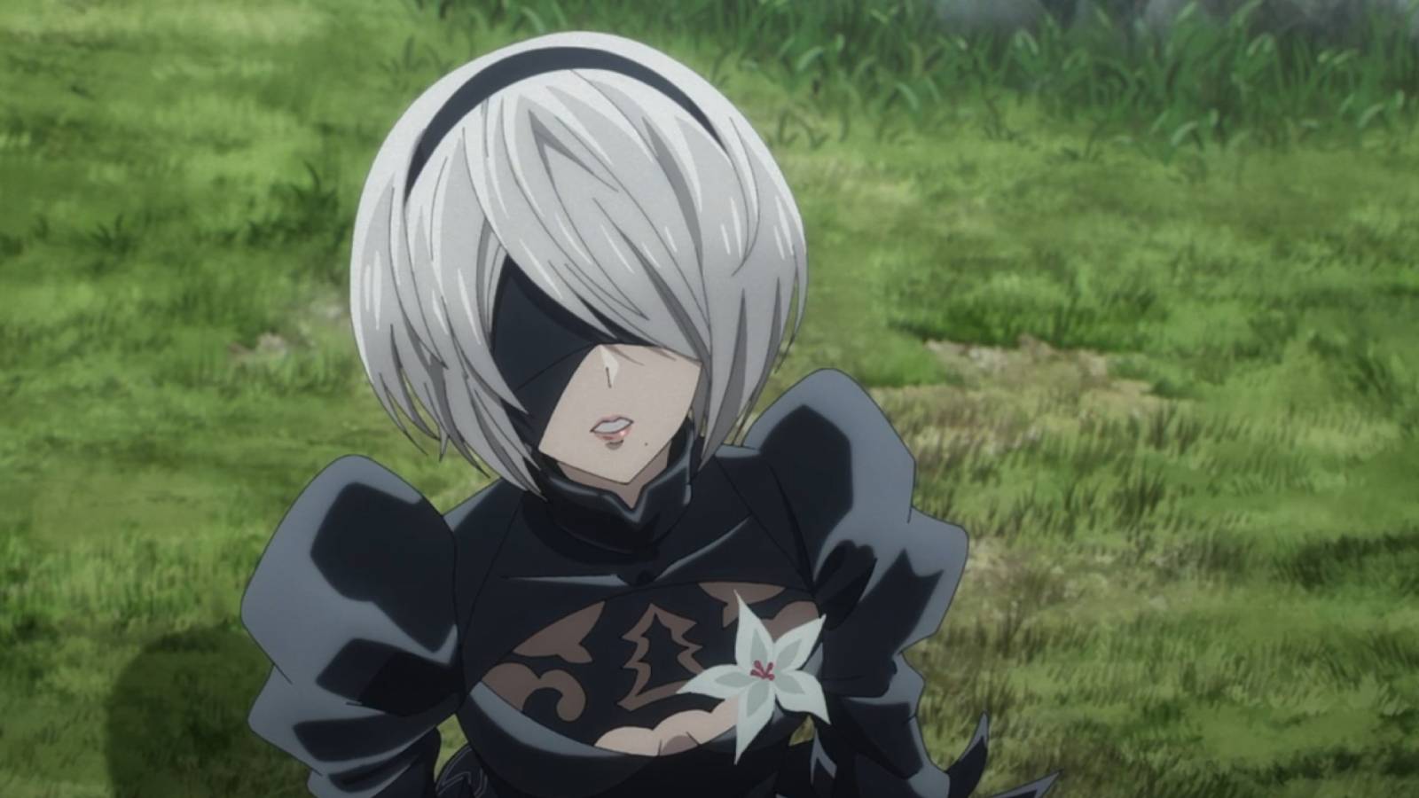 Nier: Automata Ver1.1a anime 2B with flower on chest