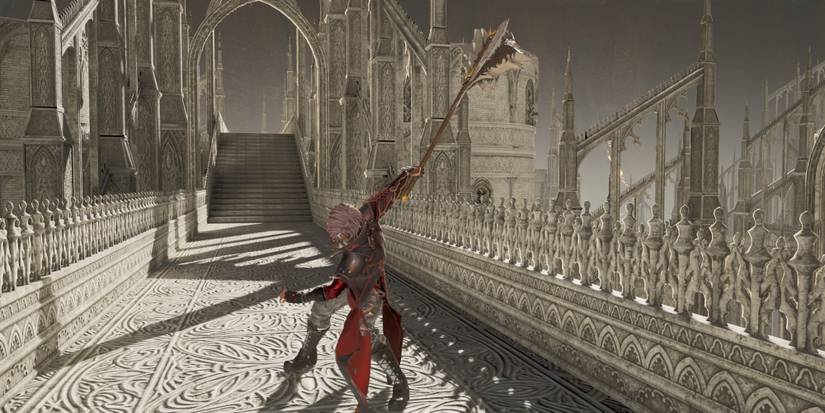Swinging the Obliterator Axe in Code Vein.