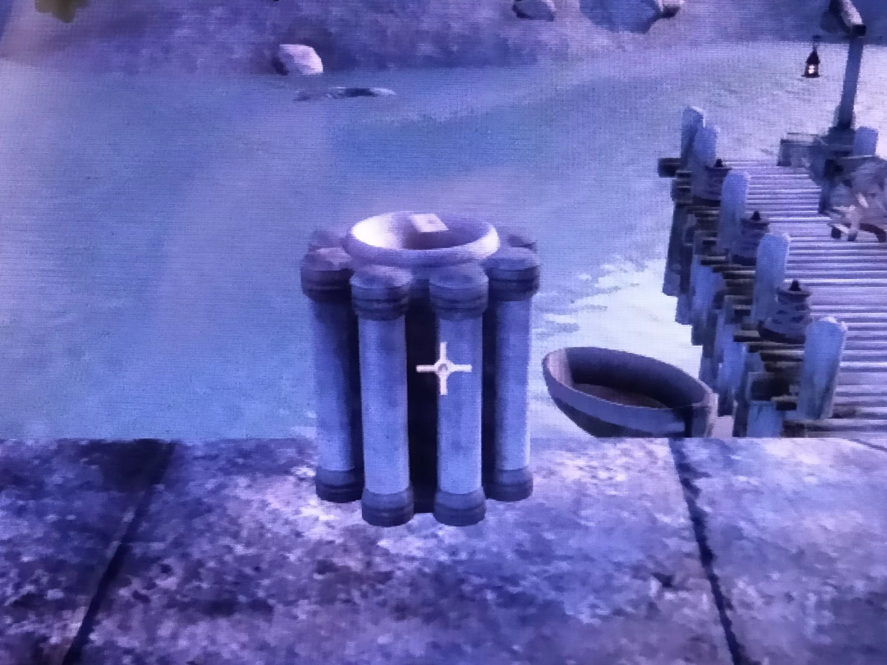 Image from Oblivion showing a custom altar placed outside the Imperial City Prison.