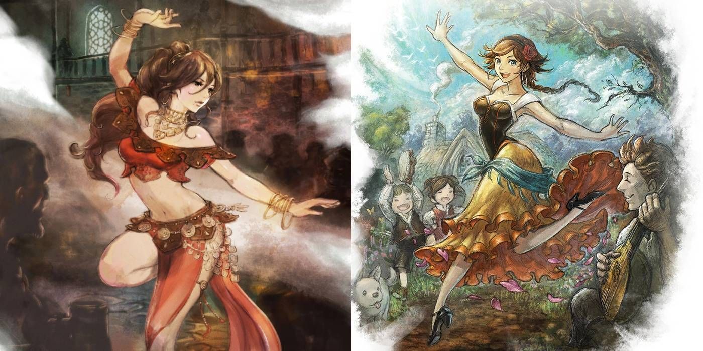 Primrose from Octopath Traveler and Agnea from Octopath Traveler 2