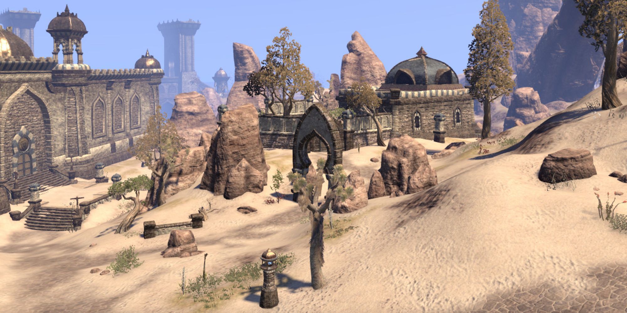 Elder Scrolls Online Twin Arches exterior with Hallin's Stand wall to the side