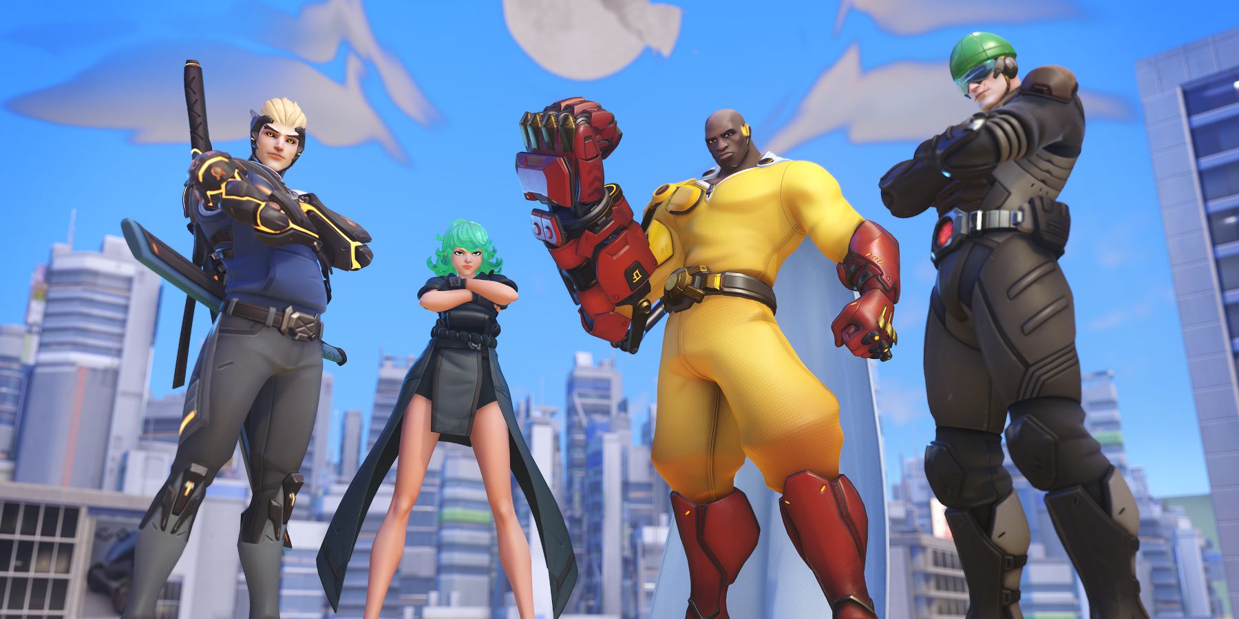 Overwatch 2 heroes dressed as characters from One-Punch Man