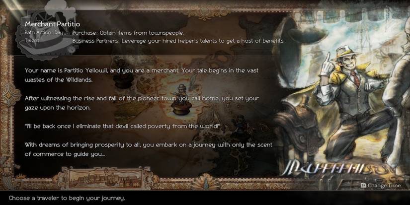 Partitios character bio in Octopath Traveler 2
