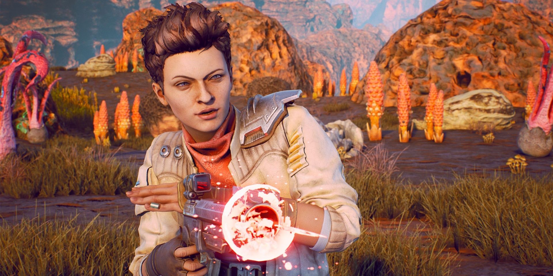 A Party Member attacking in The Outer Worlds