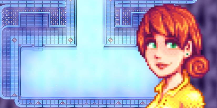 Penny blushing in the bathhouse