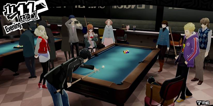 The Phantom Thieves playing billiards