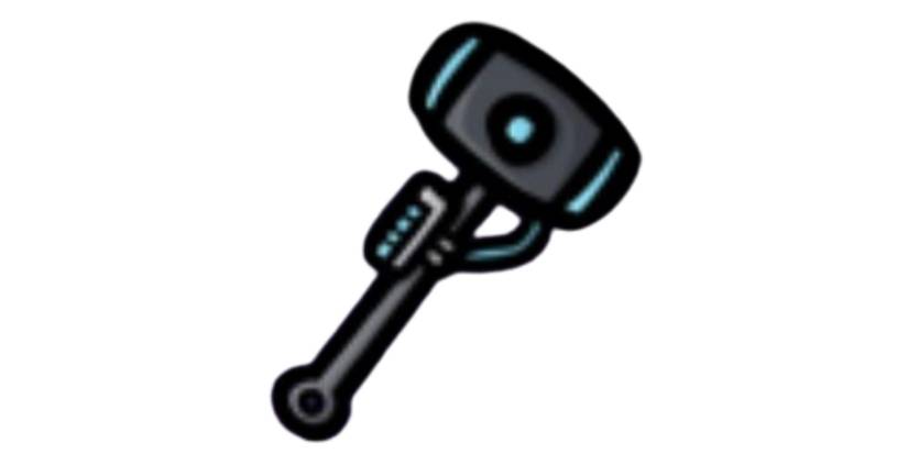 The Plasma Sledgehammer melee weapon from Brotato