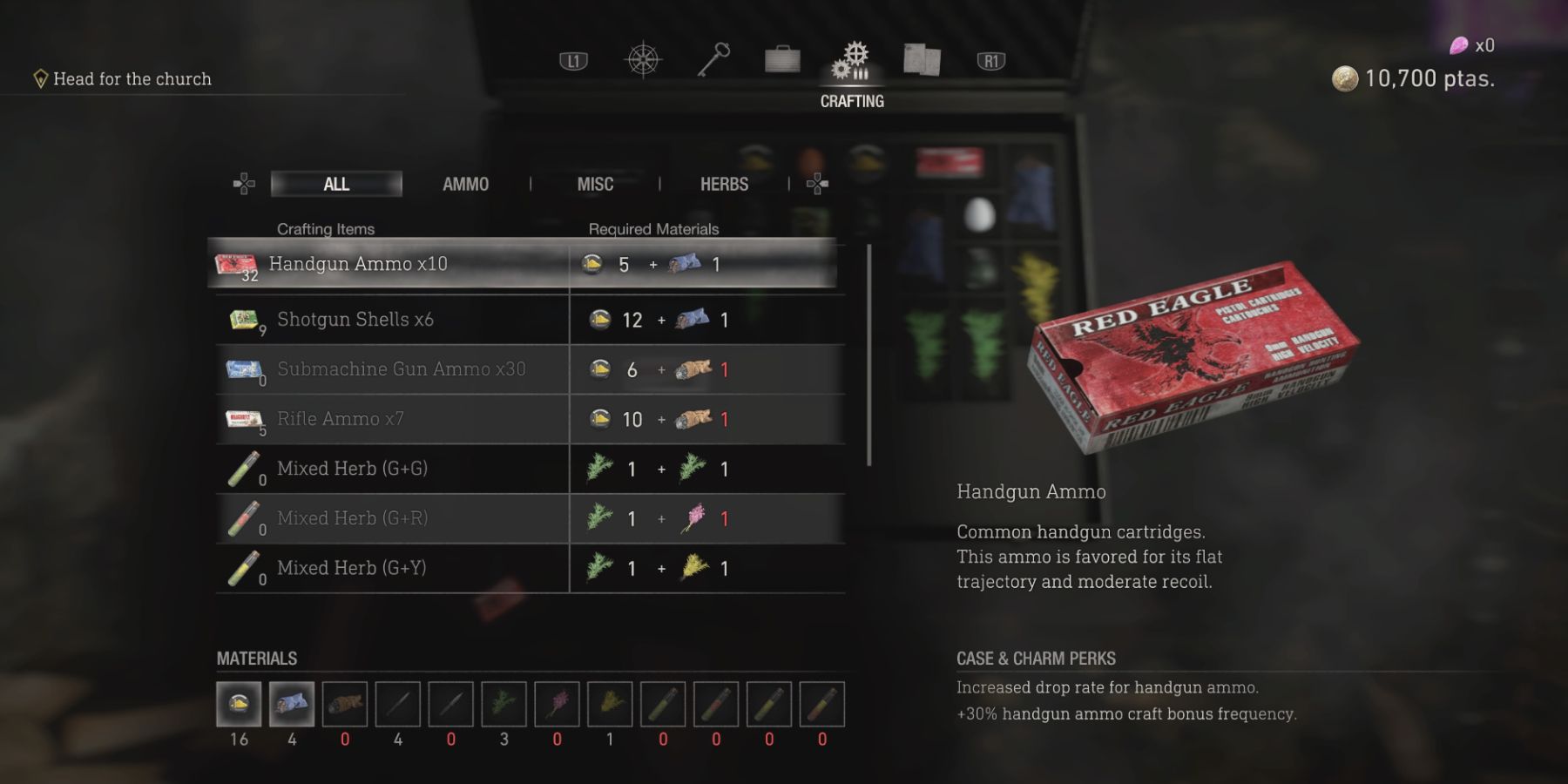 Crafting handgun ammo in Resident Evil 4 Remake