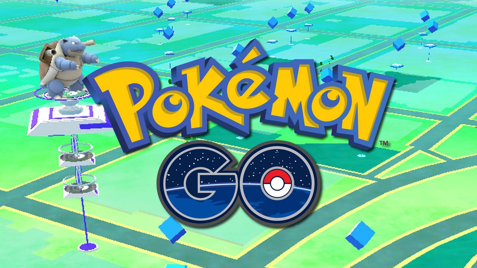 Pokemon GO logo on top of the world map